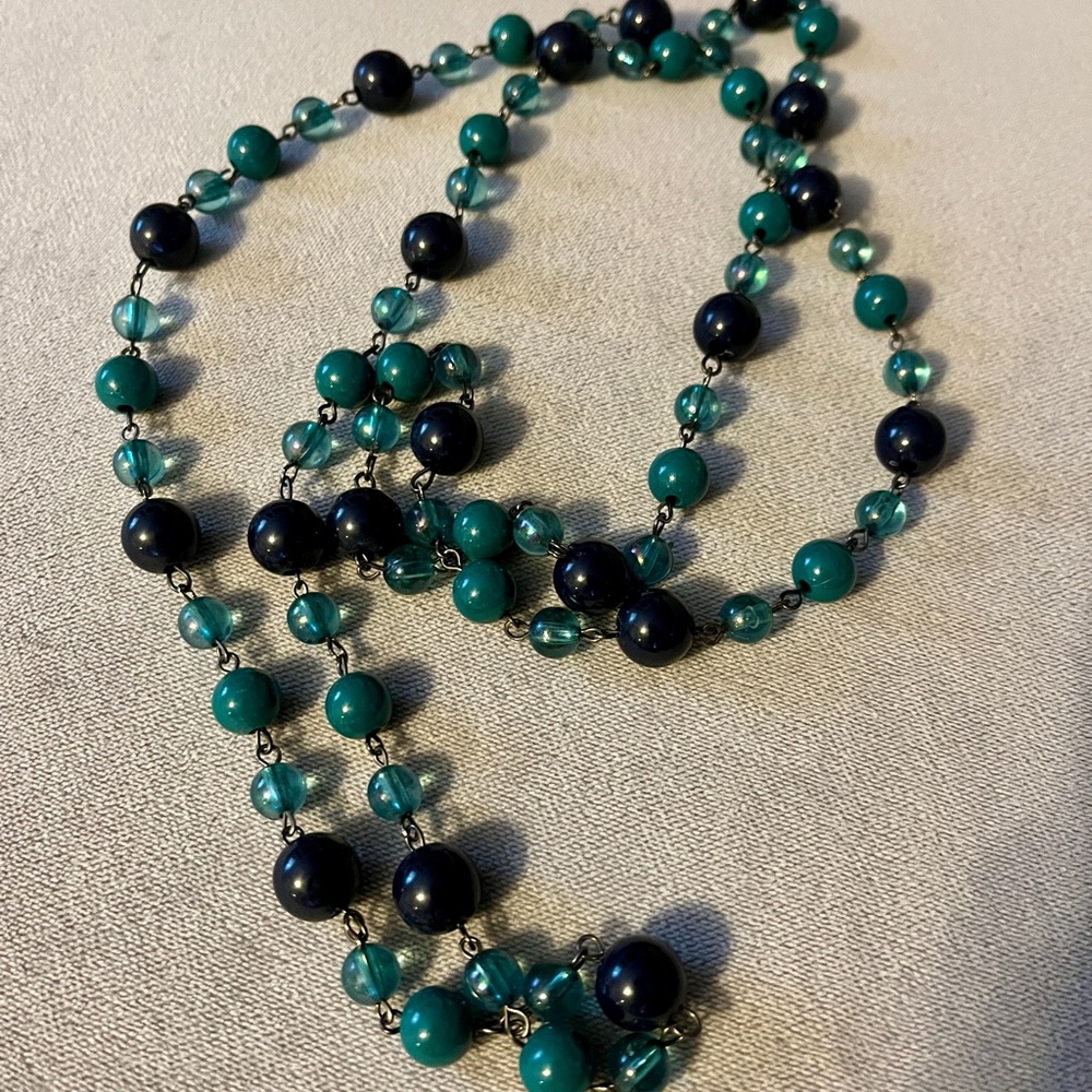 Elegant Teal and Navy Beaded Necklace